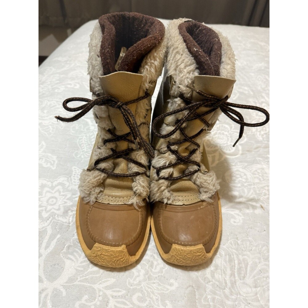 SOREL NANOOK KAUFMAN TAN LEATHER LINERS WINTER SNOW SKI LADIES 8 BOOTS Vintage